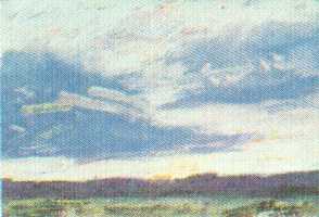 Ефанов В.П. , пейзаж,1975, картон, масло, 12,7x18,8cm  Частное собрание в Японии ОТКРЫТКА: <88kb>