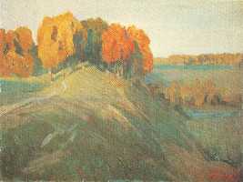 Ефанов В.П. «Золотая осень», пейзаж,1968, холст, масло, 59x79,5cm  Частное собрание в Японии ОТКРЫТКА: <82kb>