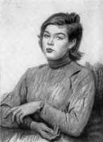 Ефанов В.П. «Портрет Даши Ефановой», портрет,1964, бумага, сангина, 45x30cm  ОТКРЫТКА: <39kb>