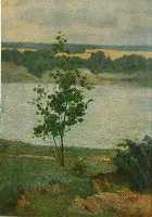 Ефанов В.П. «Плёс. Волга.», пейзаж,1947, холст, масло, 53x35cm  ОТКРЫТКА: <42kb>