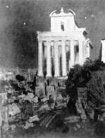 Ефанов В.П. «Италия. Рим. Форум в лунную ночь.», пейзаж,1965, бумага, пастель, 63x49cm  ОТКРЫТКА: <50kb>