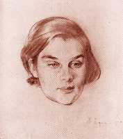 Ефанов В.П. «Актриса Е.Д. Морозова», портрет,1930, бумага, сангина, 50x40cm  ОТКРЫТКА: <44kb>