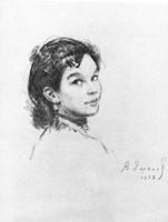 Ефанов В.П. «Портрет Наташи Ефановой», портрет,1963, бумага, сангина, 45x30cm  ОТКРЫТКА: <26kb>