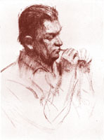 Ефанов В.П. «В.В. Трофимов», портрет,1974, бумага, сангина, 48x45cm  ОТКРЫТКА: <33kb>