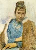 Ефанов В.П. «Художница К.Ф. Власова», портрет,1974, бумага, пастель, 68x50cm  ОТКРЫТКА: <56kb>