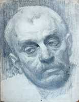 Ефанов В.П. «Рабочий (Грибов)», портрет,1936, бумага, свинцовый карандаш, 30x23cm  ОТКРЫТКА: <34kb>
