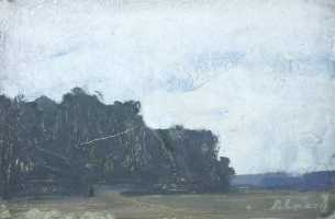 Ефанов В.П. «После дождя», пейзаж,1973, картон, масло, 17x26cm  ОТКРЫТКА: <39kb>