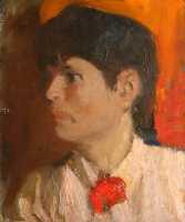 Ефанов В.П. «Пионерка», портрет,1975, картон, масло, 42x35cm  ОТКРЫТКА: <27kb>
