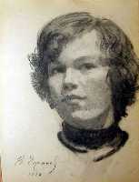 Ефанов В.П. «Новикова О.А.», портрет,1978, бумага, уголь, 36,6x28cm  Собрание семьи Новиковых ОТКРЫТКА: <31kb>