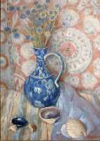 Суворова А.П. «Голубой кувшин», натюрморт,1999, холст, масло, 70x50cm  Галерея СДМ банка ОТКРЫТКА: <36kb>
