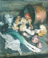 Суворова А.П. «Грибы и лук», натюрморт,1956, холст, масло, 50x40cm  ОТКРЫТКА: <34kb>