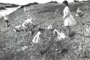 Суворова А.П. «Детсад на прогулке у реки», жанр,1968, холст, масло, 29x45cm  ОТКРЫТКА: <73kb>