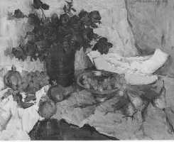 Суворова А.П. «Дыня и розы», натюрморт,1966, холст, масло, 60x49,5cm  ОТКРЫТКА: <54kb>