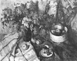 Суворова А.П. «Сирень и вишни», натюрморт,1968, холст, масло, 70x50cm  ОТКРЫТКА: <57kb>