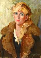 Суворова А.П. «Женский портрет», портрет,1974, картон, масло, 70x50cm  ОТКРЫТКА: <32kb>