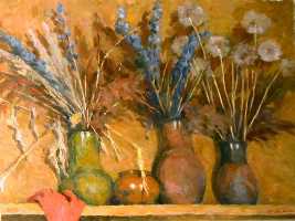 Суворова А.П. «Сухие цветы», натюрморт,1992, холст, масло, 60x80cm  ОТКРЫТКА: <61kb>