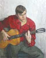 Суворова А.П. «Портрет студента», портрет,1969, холст, масло, 100x80cm Портрет Ерлина М.Ф. ОТКРЫТКА: <25kb>