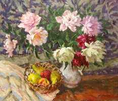 Суворова А.П. «Цветы и фрукты», натюрморт,1997, холст, масло, 60x70cm  ОТКРЫТКА: <68kb>