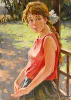 Суворова А.П. «Мечтательница», портрет,1994, холст, масло, 70x50cm  ОТКРЫТКА: <33kb>