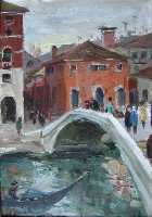 Суворова А.П. «Италия. Венеция. Большой канал», пейзаж,1964, картон, масло, 30x20cm  ОТКРЫТКА: <38kb>