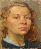 Суворова А.П. «Женская голова», портрет,1955, холст, масло, 31x22,5cm  ОТКРЫТКА: <36kb>