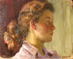 Суворова А.П. «Люда», портрет,1951, картон, масло, 26x32,5cm  ОТКРЫТКА: <54kb>