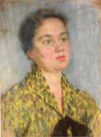 Суворова А.П. «Богданова И.», портрет,1958, бумага, пастель, 45x33cm  ОТКРЫТКА: <24kb>