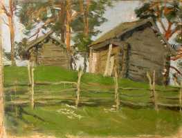 Суворова А.П. «Баньки», пейзаж,1947, холст, масло, 31x40cm  ОТКРЫТКА: <59kb>