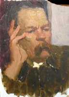 Суворова А.П. «Горький А.М.», эскиз,1951, картон, масло, 23x17cm Эскиз к портрету ОТКРЫТКА: <28kb>