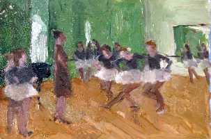 Суворова А.П. «Урок танцев», эскиз,1972, оргалит, масло, 20,5x31cm  ОТКРЫТКА: <77kb>