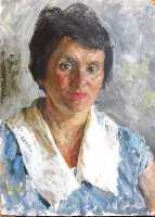 Суворова А.П. «Затуловская Р.С», портрет,1963, картон, масло, 49,5x35,5cm  ОТКРЫТКА: <38kb>