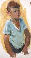 Суворова А.П. «Мальчик», этюд,1960, картон, масло, 47x25cm  ОТКРЫТКА: <24kb>