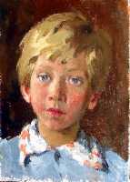 Суворова А.П. «Антоша», портрет,1978, картон, масло, 35x25cm  ОТКРЫТКА: <39kb>