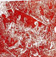 Суворова Н.Д. «Застолье», жанр,2002, бумага, линогравюра, 25x25cm  ОТКРЫТКА: <108kb>