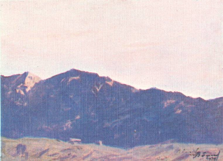 Ефанов В.П. , пейзаж,1974, картон, масло, 34,6x47,8cm  Частное собрание в Японии ОТКРЫТКА: <58kb>