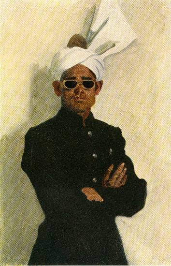 Ефанов В.П. «Индиец чиновник», этюд,1952, картон, масло, 28x15cm  Луганский художественный музей имени Артема ОТКРЫТКА: <37kb>
