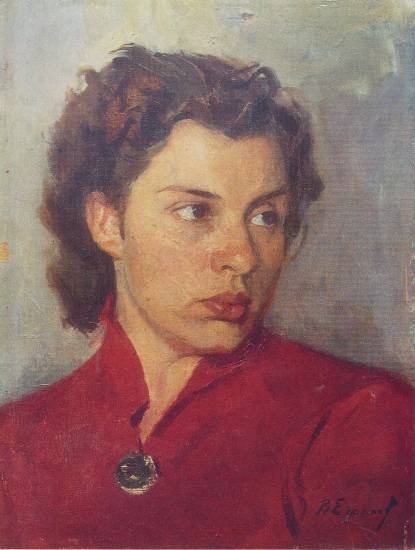 Ефанов В.П. «Портрет А. П. Суворовой», портрет,1953, картон, масло, 43x32cm  ОТКРЫТКА: <26kb>