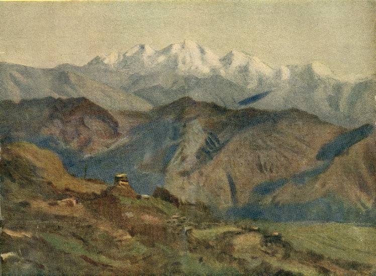 Ефанов В.П. «Вершины Кинчанджанга в Гималаях», пейзаж,1952, холст, масло, 30x40cm  Тиксинский народный художественный музей ОТКРЫТКА: <89kb>