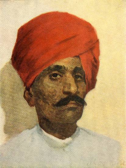 Ефанов В.П. «Индиец из Джайпура в красной чалме», этюд,1952, картон, масло, 23x15cm  ОТКРЫТКА: <41kb>