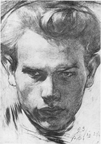 Ефанов В.П. «Автопортрет», портрет,1924, бумага, тушь, 18,5x14,7cm  ОТКРЫТКА: <46kb>