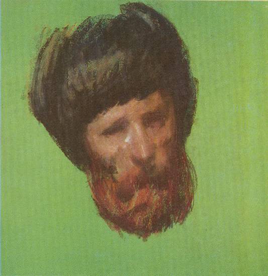 Ефанов В.П. «Колхозник», портрет,1975, цветная бумага, пастель, 48x44cm  ОТКРЫТКА: <34kb>