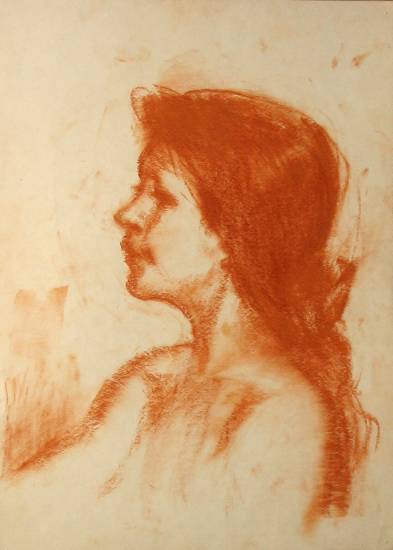Ефанов В.П. «Девушка», портрет,1974, бумага, сангина, 42x30cm  ОТКРЫТКА: <19kb>