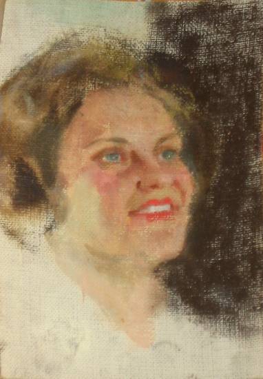 Ефанов В.П. «Женская голова», этюд,1937, холст, масло, 18x12,5cm Этюд к картине «Незабываемая встреча» ОТКРЫТКА: <28kb>