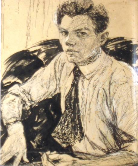 Ефанов В.П. «Автопортрет», портрет,1920, бумага, тушь, перо, 18x15cm  ОТКРЫТКА: <43kb>