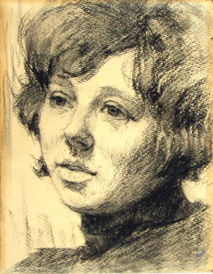 Суворова А.П. «Суворова Е.П», портрет,1974, бумага, уголь, 30,5x24cm  Собрание семьи Суворовых ОТКРЫТКА: <52kb>