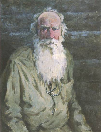 Суворова А.П. «Толстой Л.Н.», портрет,1985, холст, масло, 89x69cm  Частное собрание в Японии ОТКРЫТКА: <31kb>