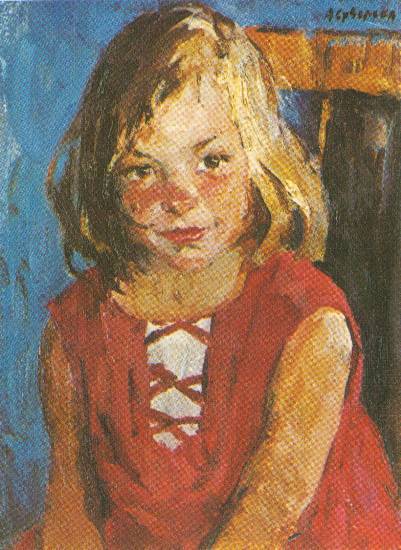 Суворова А.П. , портрет,1976, холст, масло, 43x32,5cm  Частное собрание в Японии ОТКРЫТКА: <46kb>