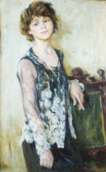 Суворова А.П. «Портрет Нины Кучеренко», портрет,1994, холст, масло, 90x50cm  ОТКРЫТКА: <25kb>