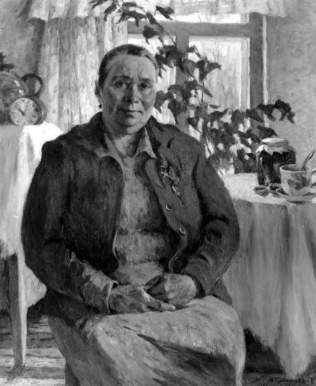 Суворова А.П. «Доярка 2.», портрет,1988, холст, масло, 69x49cm  ОТКРЫТКА: <42kb>