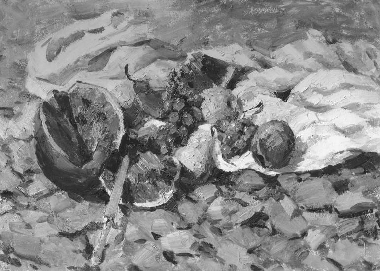 Суворова А.П. «Каникулы у моря», натюрморт,1960, холст, масло, 49,5x35cm  ОТКРЫТКА: <76kb>